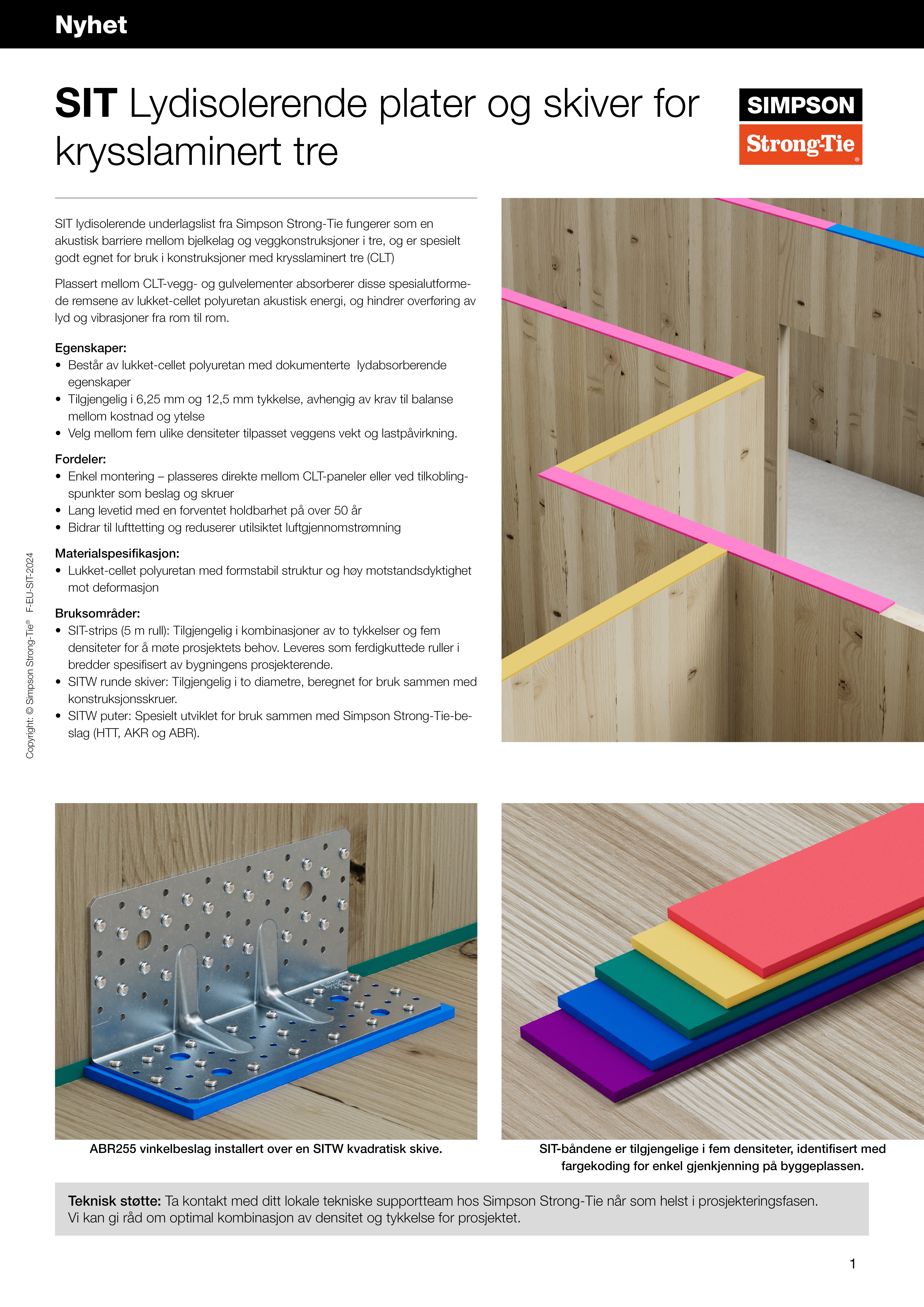 SIT - Lydisolerende plater og skiver for krysslaminert tre
