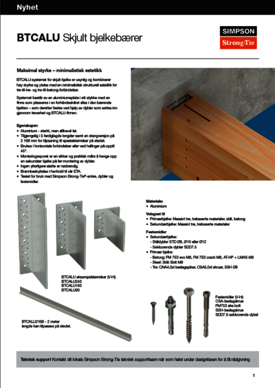 BTCALU Skjult bjelkebærer
